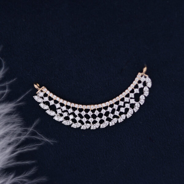 Curved Real Diamond Pendant on a dark blue background