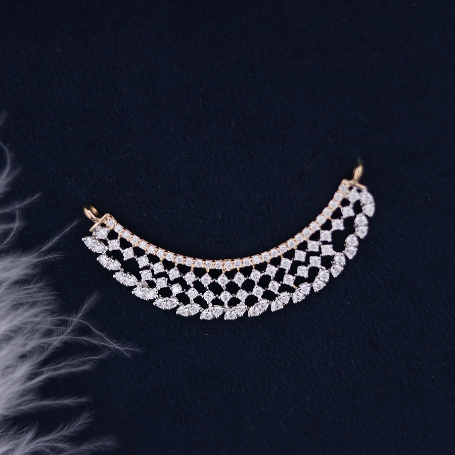 Curved Real Diamond Pendant on a dark blue background