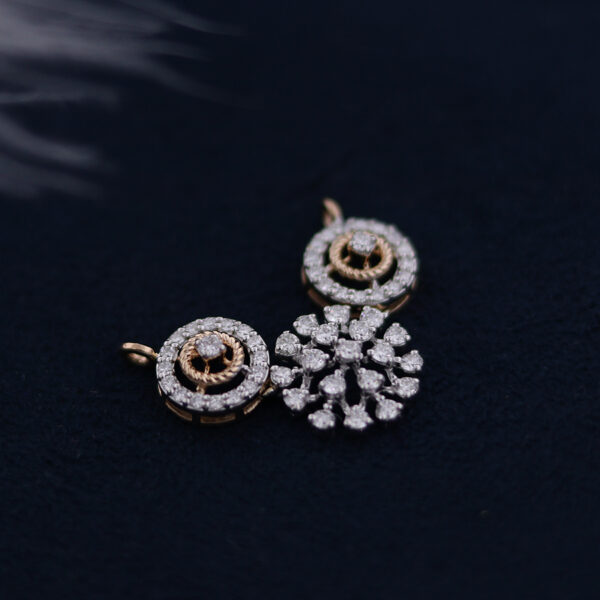 Circular Diamond Pendant on a dark blue background