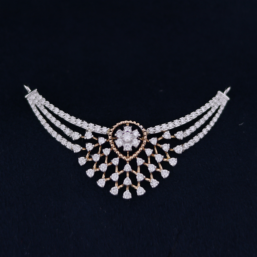 Floral Diamond Pendant on a dark blue background