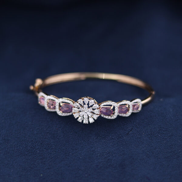 Real Diamond and Rose Gold Bracelet on a dark blue background